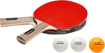 HUDORA Tischtennisset Tournament/Game/Match - Tischtennisschläger + Bälle - Mit Tasche - Für Anfänger und Profis Indoor & Outdoor Game table tennis set