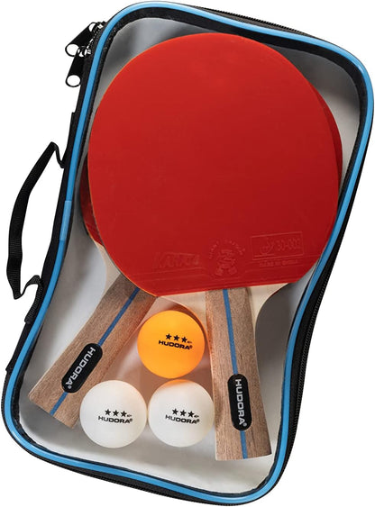 HUDORA Tischtennisset Tournament/Game/Match - Tischtennisschläger + Bälle - Mit Tasche - Für Anfänger und Profis Indoor & Outdoor Game table tennis set