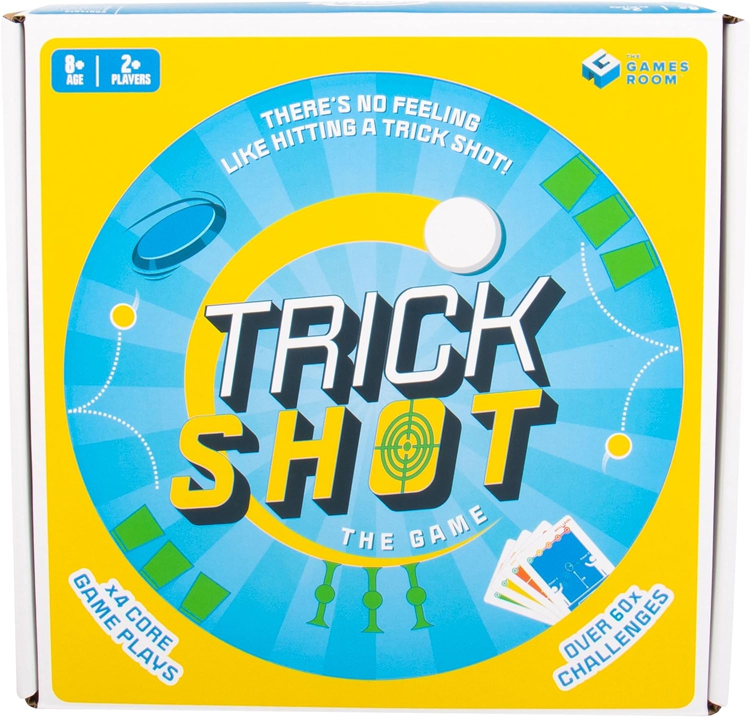 Fizz Creations Trick Shot The Game. Includes All You Need to Practice the Perfect Shot! Includes Stacking Cups, Ping Pong Balls, Sticky Darts, Throwing Disc & Challenge Cards.