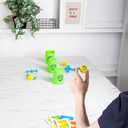 Fizz Creations Trick Shot The Game. Includes All You Need to Practice the Perfect Shot! Includes Stacking Cups, Ping Pong Balls, Sticky Darts, Throwing Disc & Challenge Cards.