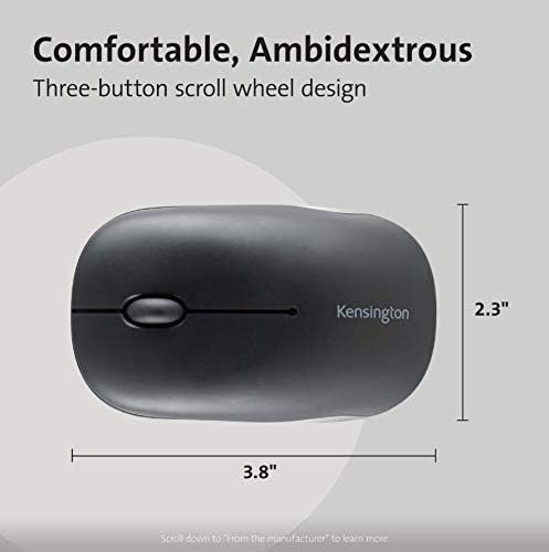 Kensington Bluetooth Mouse - Wireless Pro Fit Bluetooth (3.0 or 5.0) Compact Mouse, Ambidextrous Small Computer Mouse Ideal for Small Desk & Home Office, Windows, Mac & Chrome Compatible (K74000WW