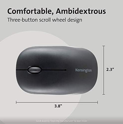 Kensington Bluetooth Mouse - Wireless Pro Fit Bluetooth (3.0 or 5.0) Compact Mouse, Ambidextrous Small Computer Mouse Ideal for Small Desk & Home Office, Windows, Mac & Chrome Compatible (K74000WW