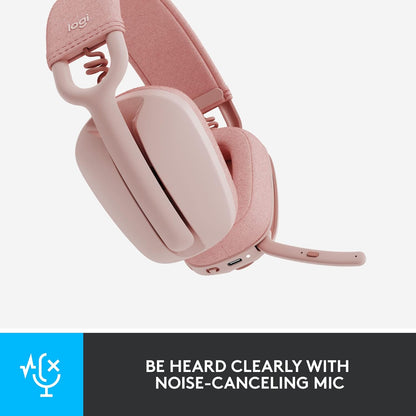 Logitech Zone Vibe 100 Lightweight Wireless Over-Ear Headphones with Noise-Cancelling Microphone, Advanced Multipoint Bluetooth Headset, Works with Teams, Google Meet, Zoom, Mac/PC