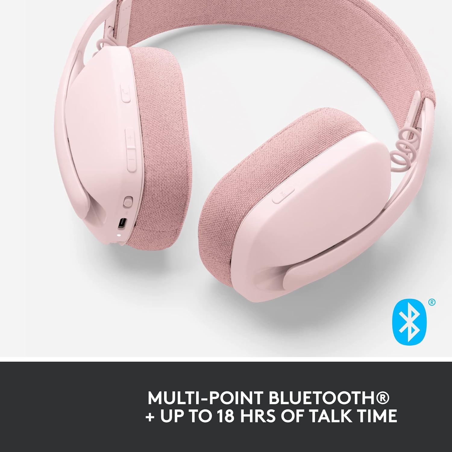 Logitech Zone Vibe 100 Lightweight Wireless Over-Ear Headphones with Noise-Cancelling Microphone, Advanced Multipoint Bluetooth Headset, Works with Teams, Google Meet, Zoom, Mac/PC