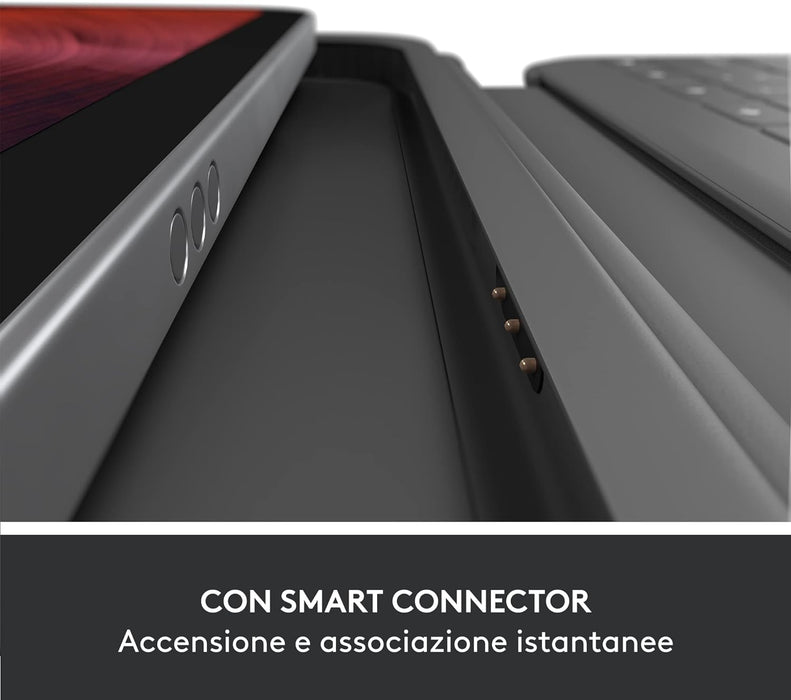 Logitech Rugged Folio per iPad (10ª generazione) Custodia con Tastiera Protettivacon Smart Connector e Tastiera a Prova di Liquidi - Grigio (Graphite