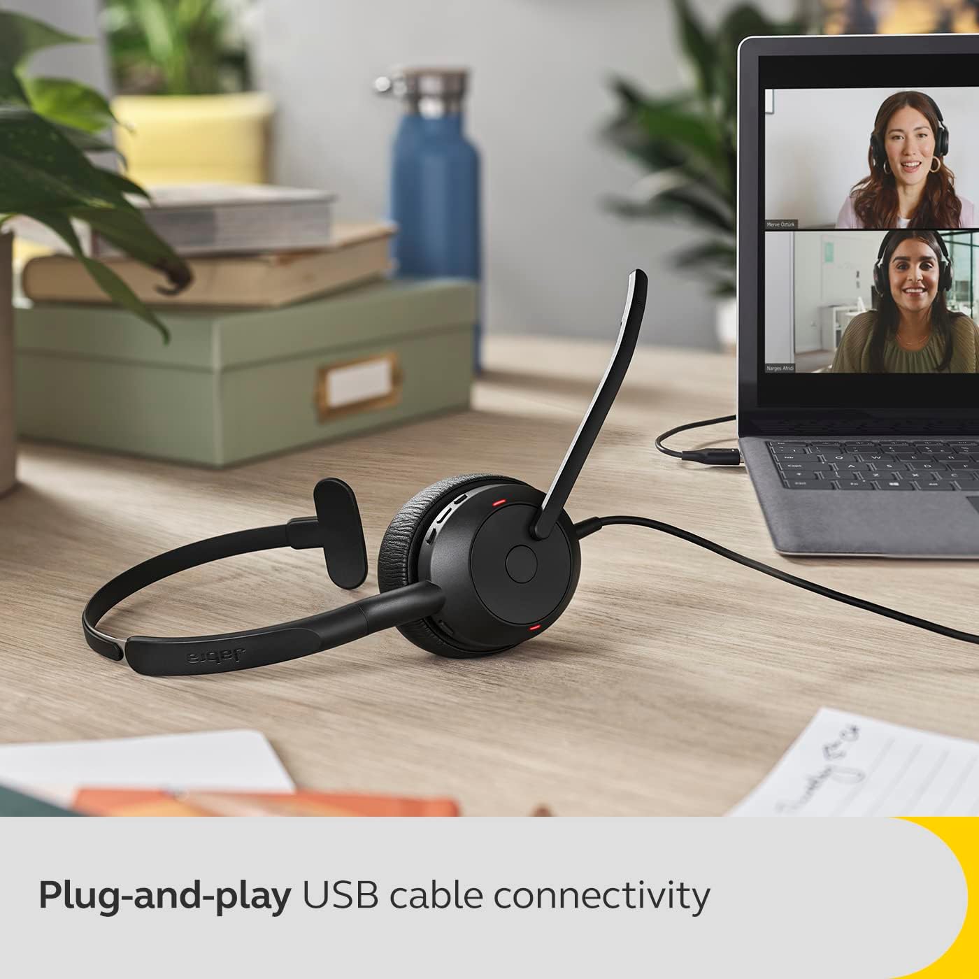 Jabra Evolve2 50 Wired Mono Headset Air Comfort Technology, Noise-cancelling Mics, and Active Noise Cancellation - MS Teams Certified, Works with All Other Platforms - Black Black Mono Optimized for