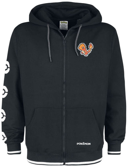 Pokémon Charmander Hombre Capucha con Cremallera Negro Regular
