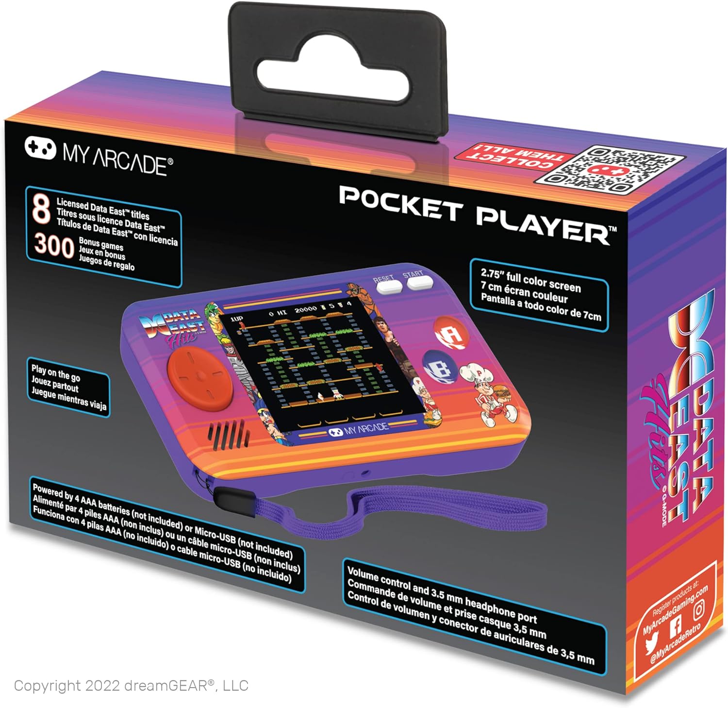 My Arcade Data East Hits Mini Arcade Games Console - Pocket Player Table Top Arcade Machine, Portable Handheld Game, Retro Gaming Console, Mini Retro Games Machines for Kids & Adults