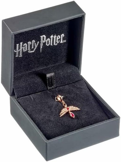 Harry Potter Sterling Silver Fawkes Rose Gold Plated Slider Charm with Crystals