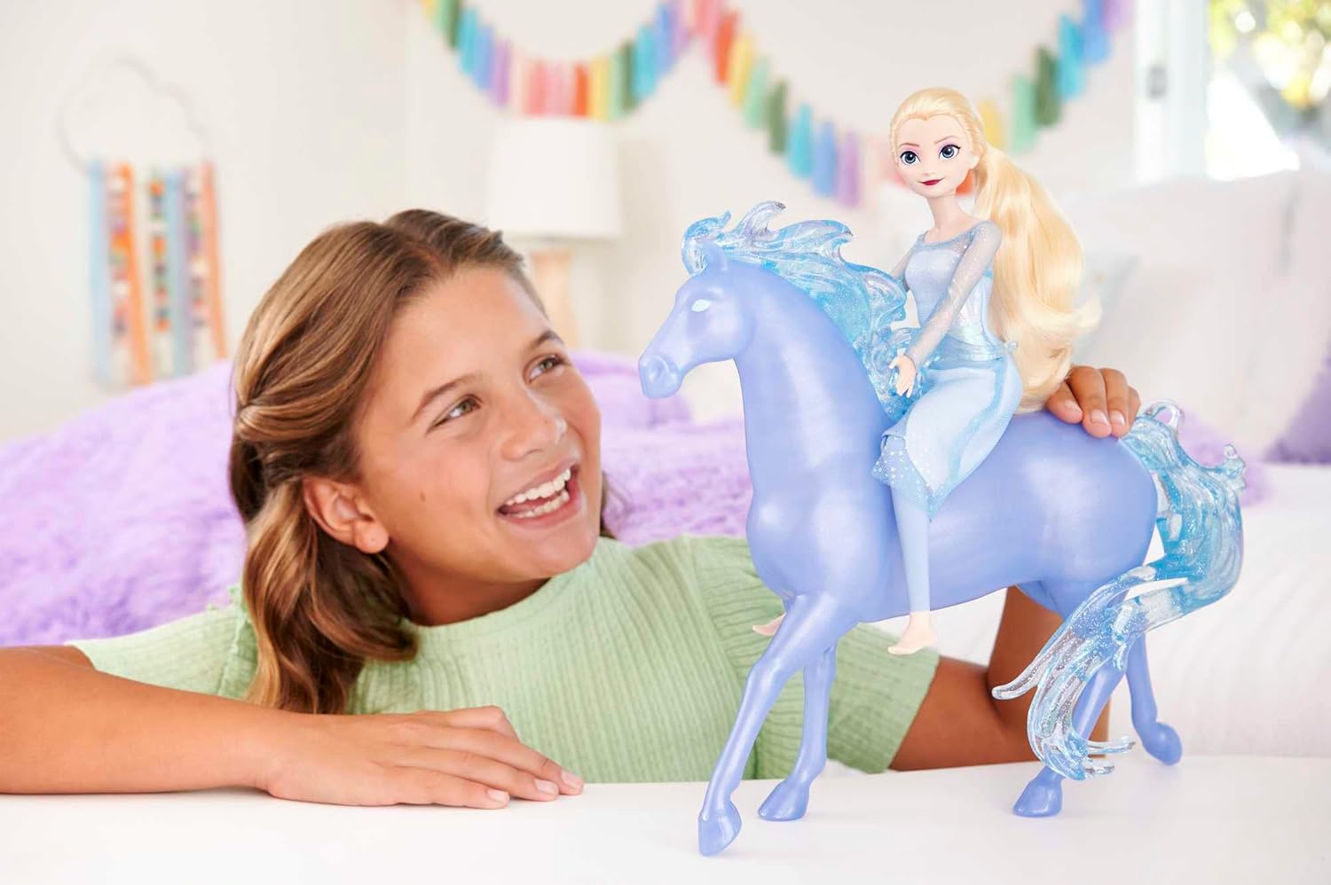 Mattel Disney Frozen Toys, Elsa Fashion Doll with Horse-Shaped Water Nokk Figure Inspired by Disney’s Frozen 2, HLW58