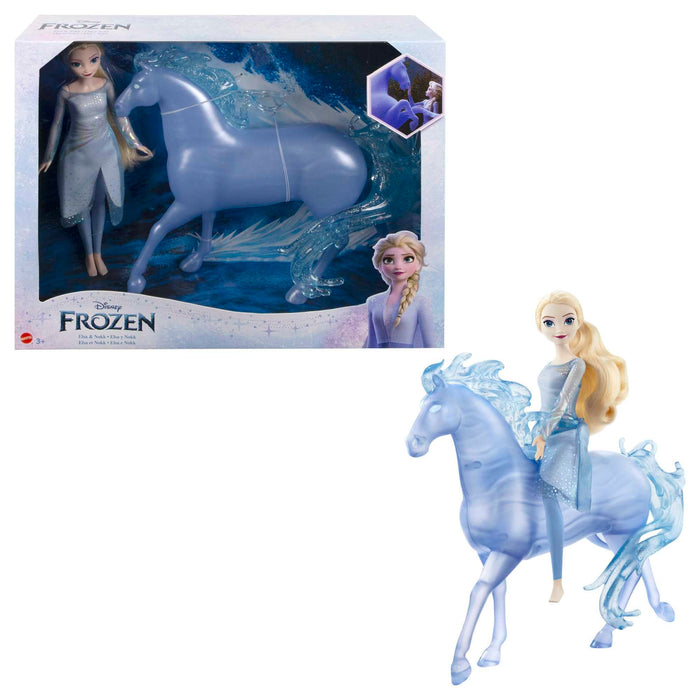 Mattel Disney Frozen Toys, Elsa Fashion Doll with Horse-Shaped Water Nokk Figure Inspired by Disney’s Frozen 2, HLW58