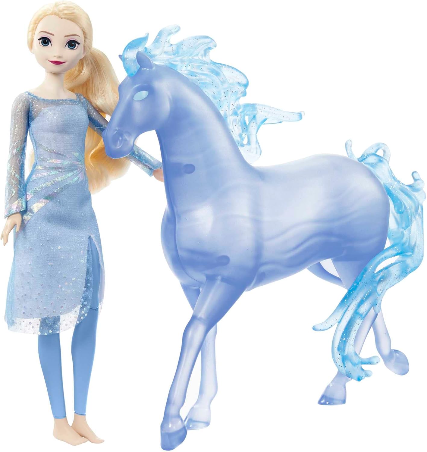 Mattel Disney Frozen Toys, Elsa Fashion Doll with Horse-Shaped Water Nokk Figure Inspired by Disney’s Frozen 2, HLW58