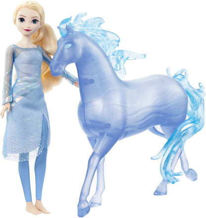 Mattel Disney Frozen Toys, Elsa Fashion Doll with Horse-Shaped Water Nokk Figure Inspired by Disney’s Frozen 2, HLW58