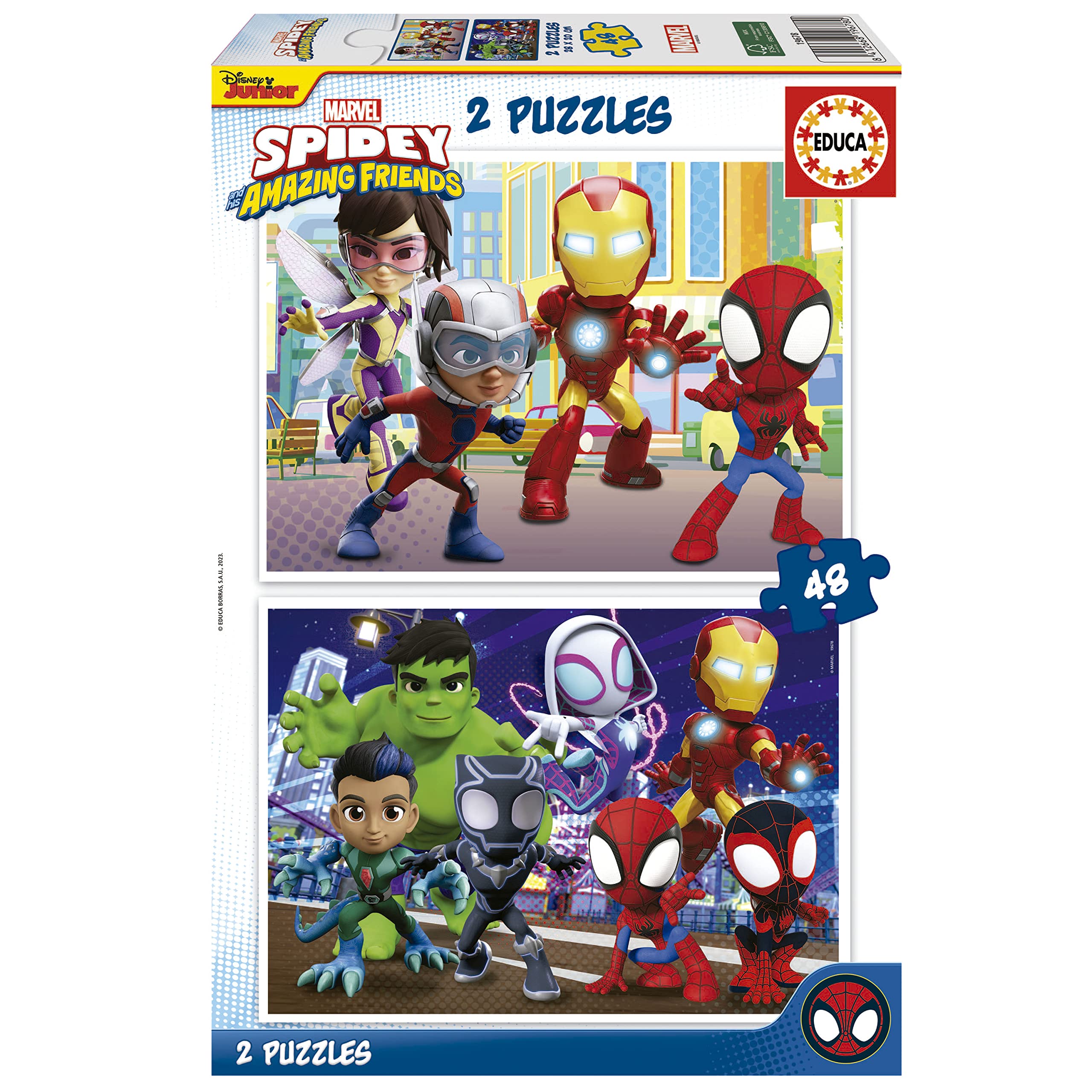 Educa - Set de 2 puzzles infantiles con 48 piezas de cartón | Spidey & Amazing Friends, Marvel. A partir de 4 5 6 años (19678