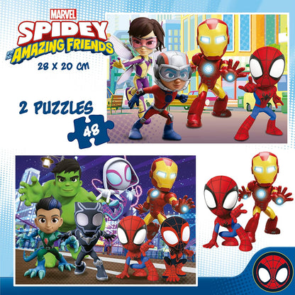 Educa - Set de 2 puzzles infantiles con 48 piezas de cartón | Spidey & Amazing Friends, Marvel. A partir de 4 5 6 años (19678