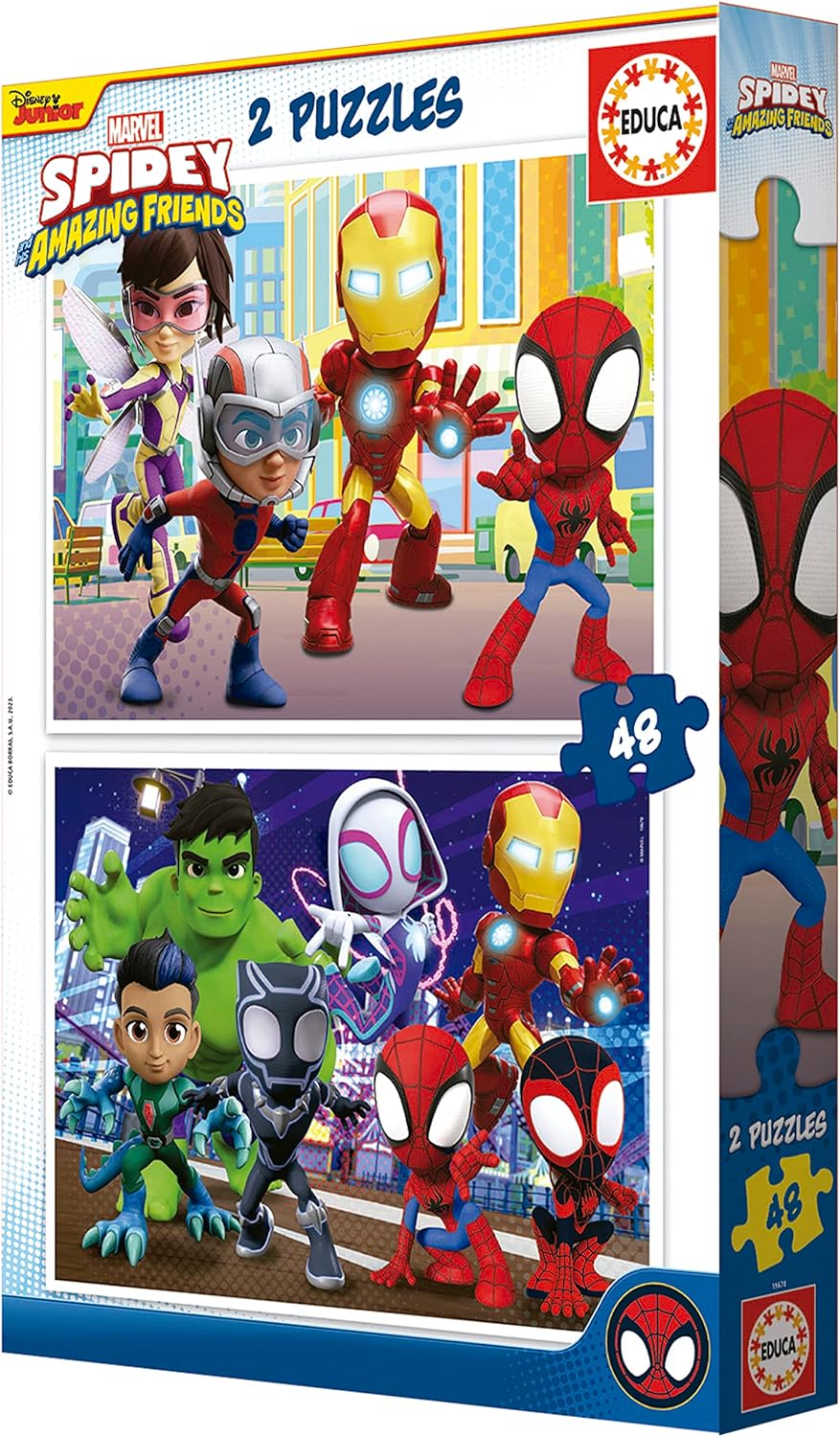 Educa - Set de 2 puzzles infantiles con 48 piezas de cartón | Spidey & Amazing Friends, Marvel. A partir de 4 5 6 años (19678