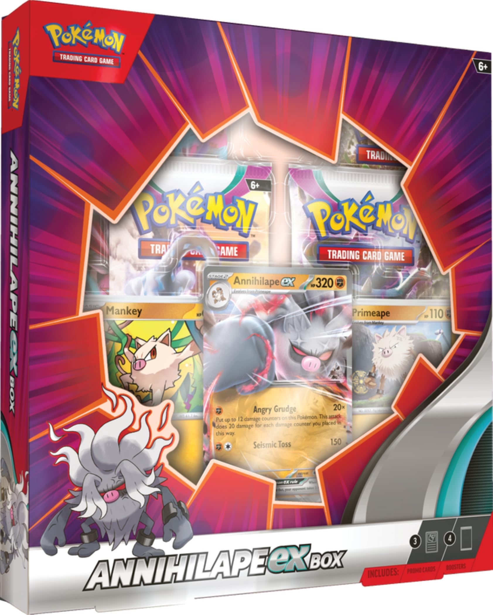 Pokémon TCG: Annihilape ex Box (3 Foil Promo Cards & 4 Booster Packs)