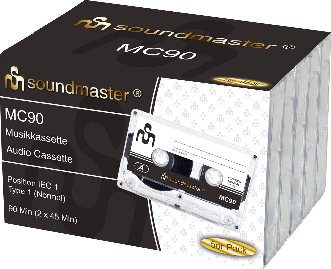 Soundmaster: Cassette Tapes 90 Minutes, Bundle Packaging (5 Pieces)
