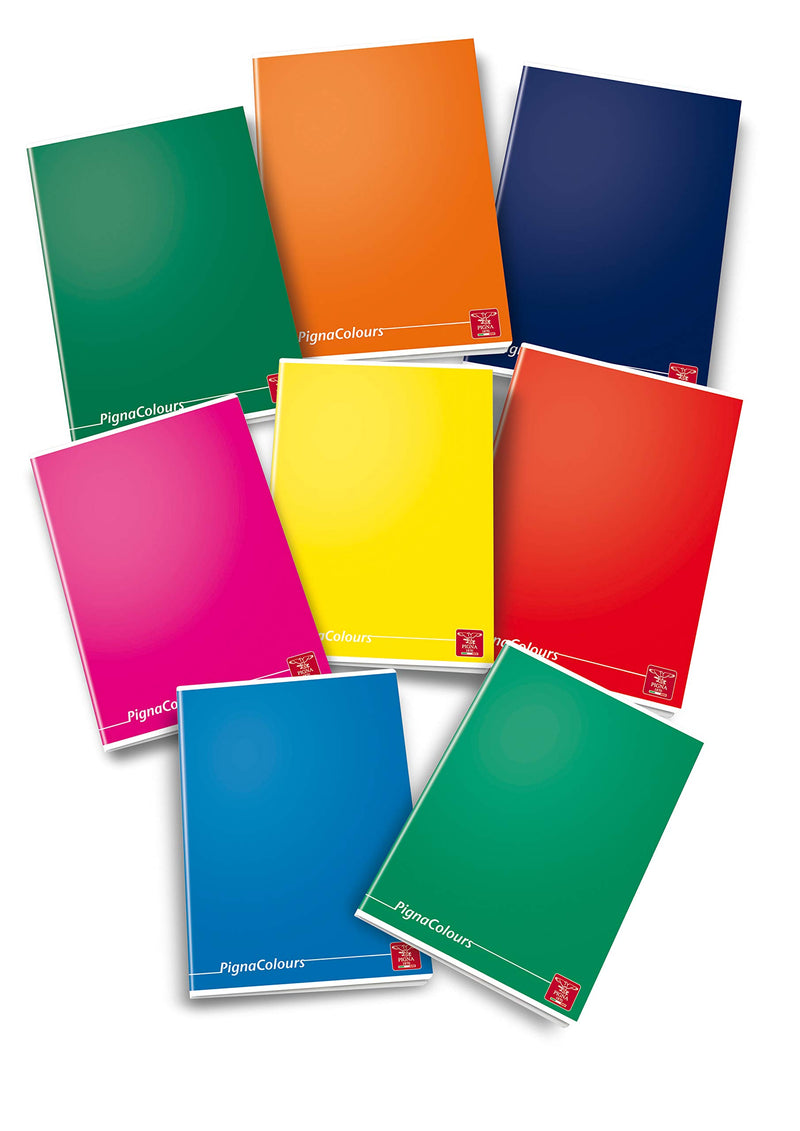 Pigna Colours Pack of 10 A5 Notebooks, Assorted Colours, 4 M, Checked Notebooks 4 mm