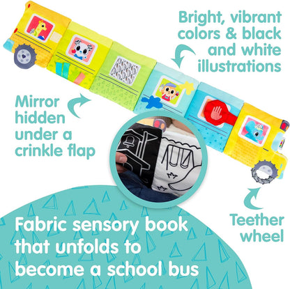 LAMAZE Accordion Bus - Soft Play Baby Books - Sensory Toys for Babies with Pictures, Teething Toy, Squeaker, Baby Mirror - Fun Busy Book Baby Toys 6 Months Plus - Baby Gifts (Boys Toys, Girls Toys)