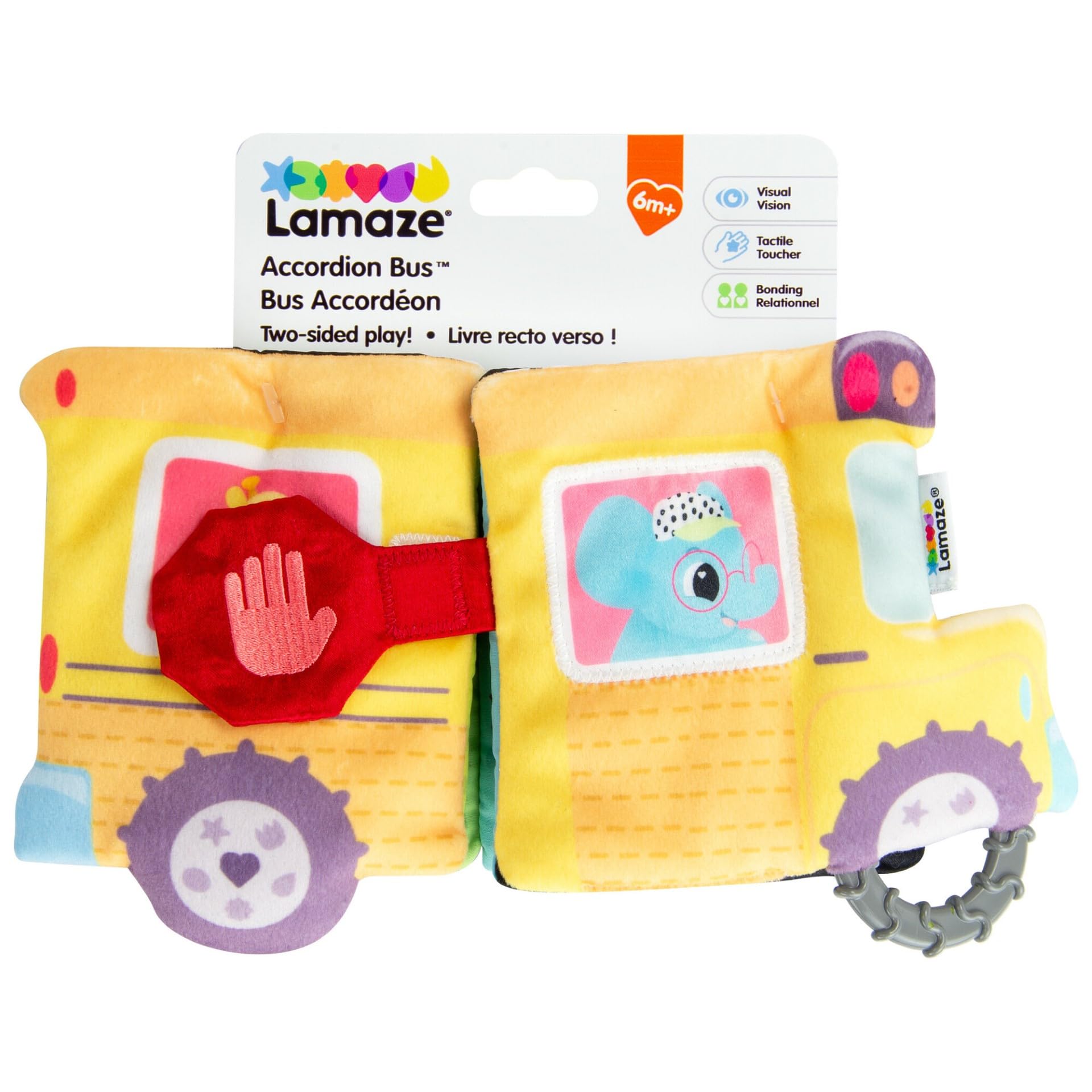 LAMAZE Accordion Bus - Soft Play Baby Books - Sensory Toys for Babies with Pictures, Teething Toy, Squeaker, Baby Mirror - Fun Busy Book Baby Toys 6 Months Plus - Baby Gifts (Boys Toys, Girls Toys)