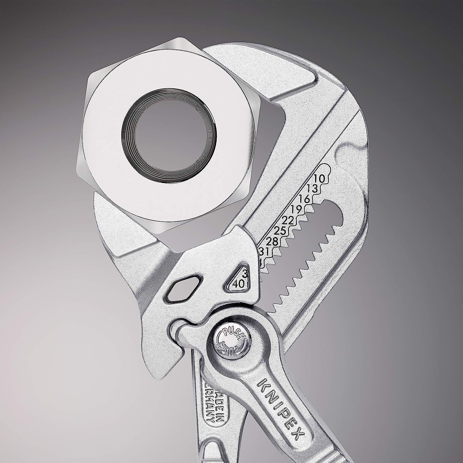 Knipex Pliers Wrench pliers and a wrench in a single tool chrome-plated, plastic coated 180 mm 86 03 180