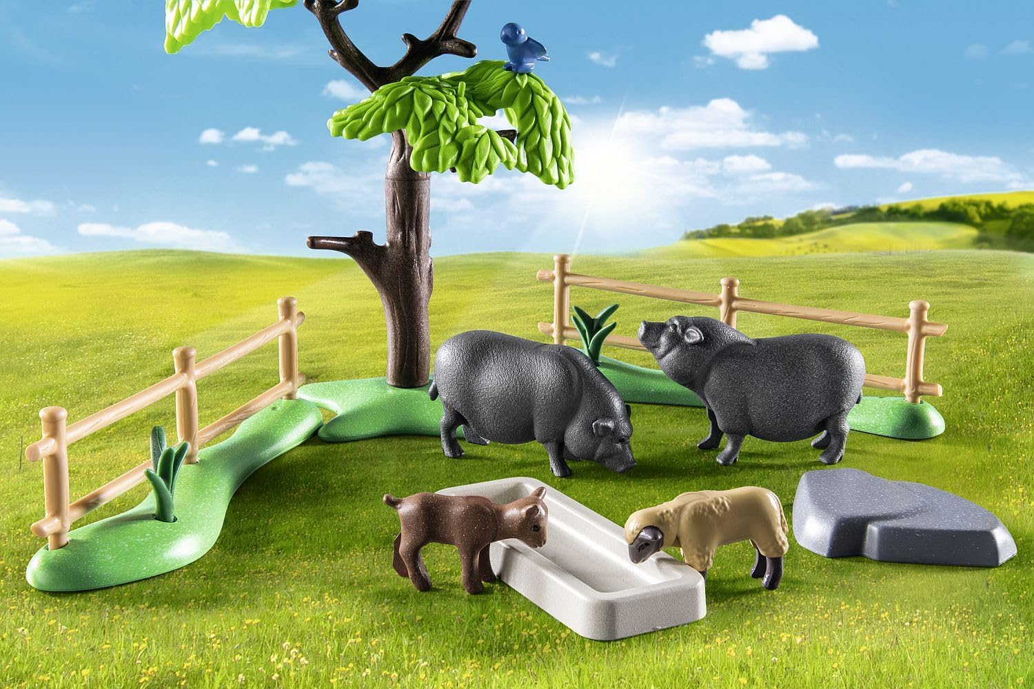 Playmobil 71307 Country Animal Set with Paddock, with lovingly designed farm animals like cows, goats, sheep, and pot-bellied pigs, fun imaginative role play, playsets suitable for children ages 4+
