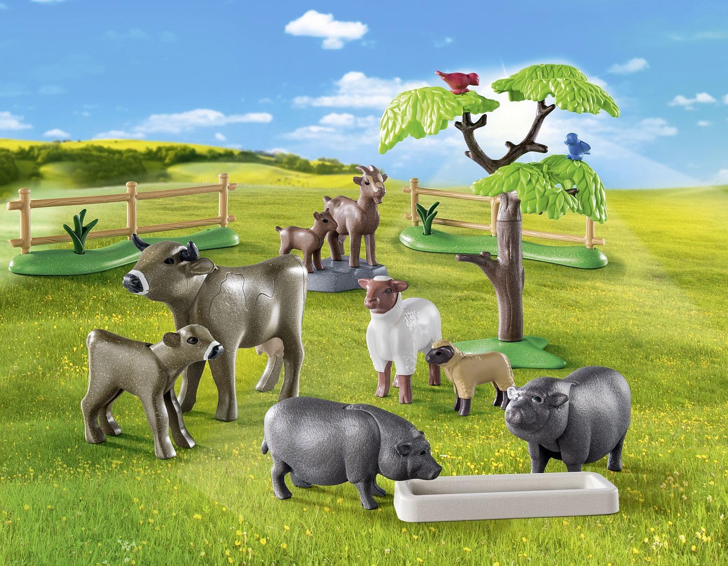Playmobil 71307 Country Animal Set with Paddock, with lovingly designed farm animals like cows, goats, sheep, and pot-bellied pigs, fun imaginative role play, playsets suitable for children ages 4+
