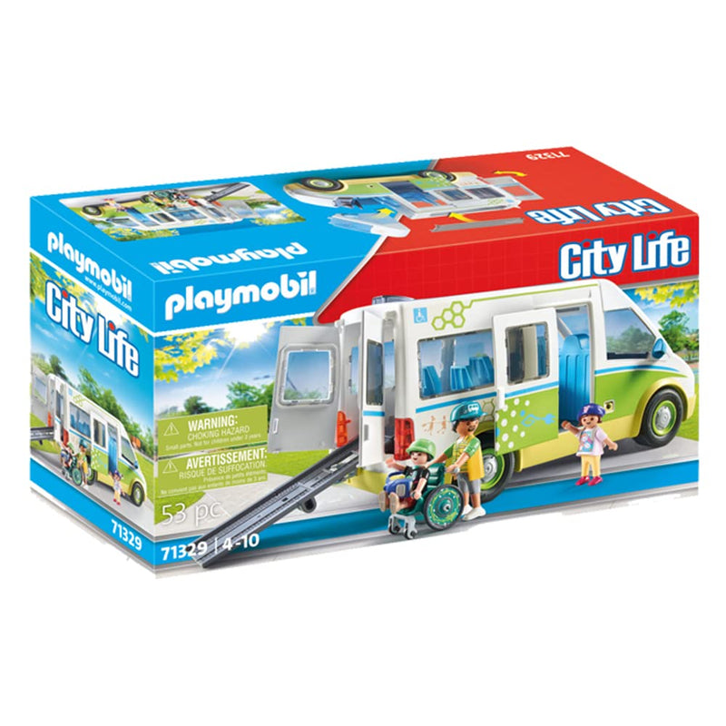 PLAYMOBIL City Life 71329 Autobús Escolar, Autobús Escolar Grande con Puerta corredera, Juguetes para niños a Partir de 4 años