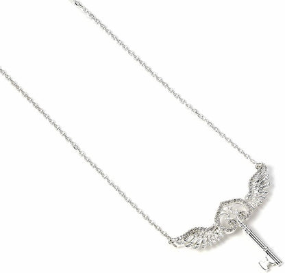 Harry Potter Sterling Silver Flying Key Necklace with Crystals
