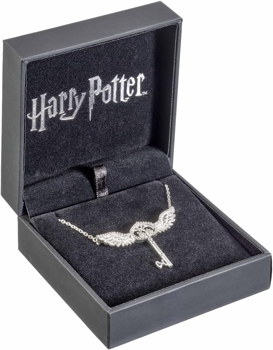 Harry Potter Sterling Silver Flying Key Necklace with Crystals
