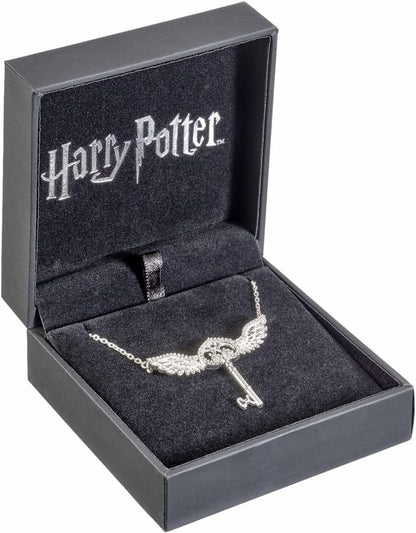 Harry Potter Sterling Silver Flying Key Necklace with Crystals