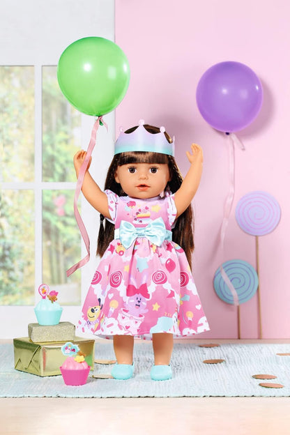 BABY born Deluxe Verjaardagsfeestjurk set 834152 - Accessoires voor poppen tot 43cm - Inclusief jurk, tiara, schoenen en cupcakes - Geschikt vanaf 3+
