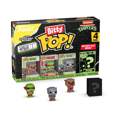 Funko Bitty Pop! Teenage Mutant Ninja Turtles Mini Collectible Toys 4-Pack - Splinter, Raphael, Rocksteady & Mystery Chase Figure (Styles May Vary