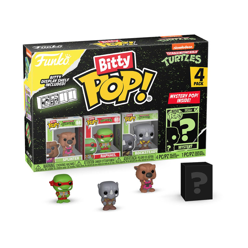 Funko Bitty Pop! Teenage Mutant Ninja Turtles Mini Collectible Toys 4-Pack - Splinter, Raphael, Rocksteady & Mystery Chase Figure (Styles May Vary