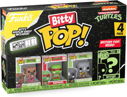 Funko Bitty Pop! Teenage Mutant Ninja Turtles Mini Collectible Toys 4-Pack - Splinter, Raphael, Rocksteady & Mystery Chase Figure (Styles May Vary