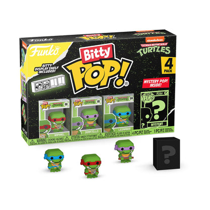 Funko Bitty POP! Teenage Mutant Ninja Turtles - 8-Bit Raphael, 8-Bit Donatello, 8-Bit Leonardo and A Surprise Mystery Mini Figure - 0.9 Inch (2.2 Cm) - TMNT Collectable - Gift Idea - Cake Topper