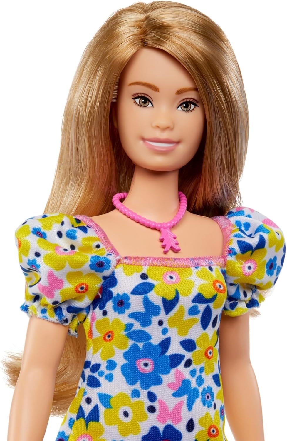 Barbie Fashionista Vestido Flores Muñeca síndrome de Down con Conjunto de Moda y Accesorios, Juguete +3 años (Mattel HJT05)