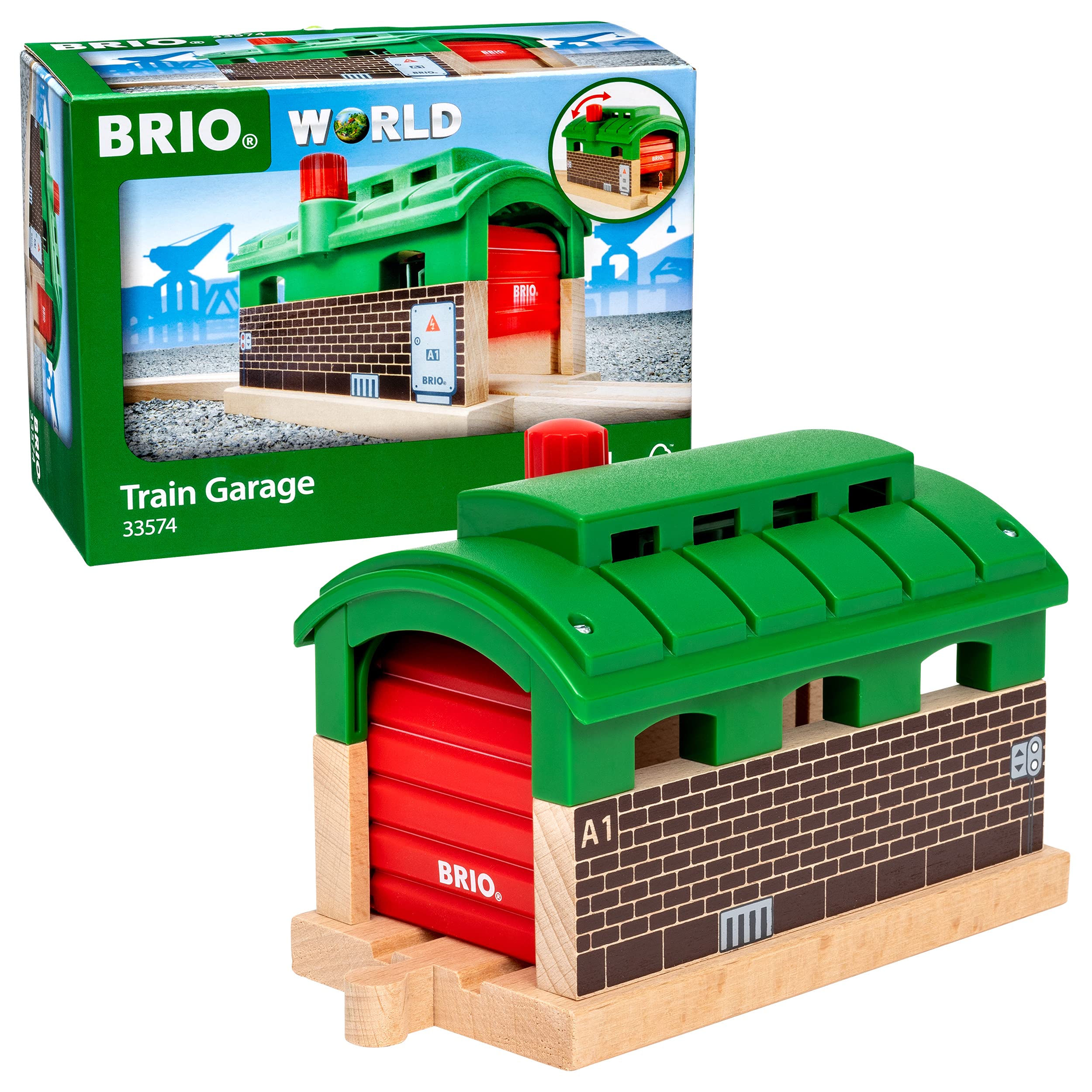 BRIO World Train Garage for Kids Age 3 Years Up - Compatible With All BRIO Railway Sets and Accessories