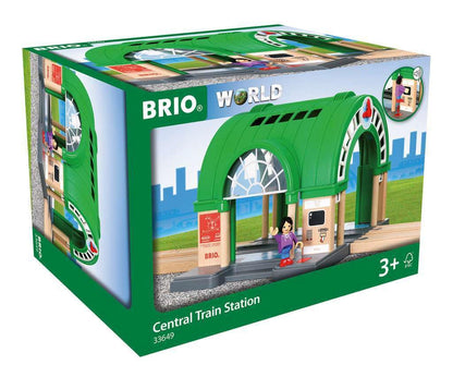 BRIO World Central Train Station for Kids, Wooden Railway Station with Ticket Machine Sounds and Figure, Ages 3 Years and Up