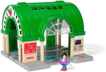 BRIO World Central Train Station for Kids, Wooden Railway Station with Ticket Machine Sounds and Figure, Ages 3 Years and Up