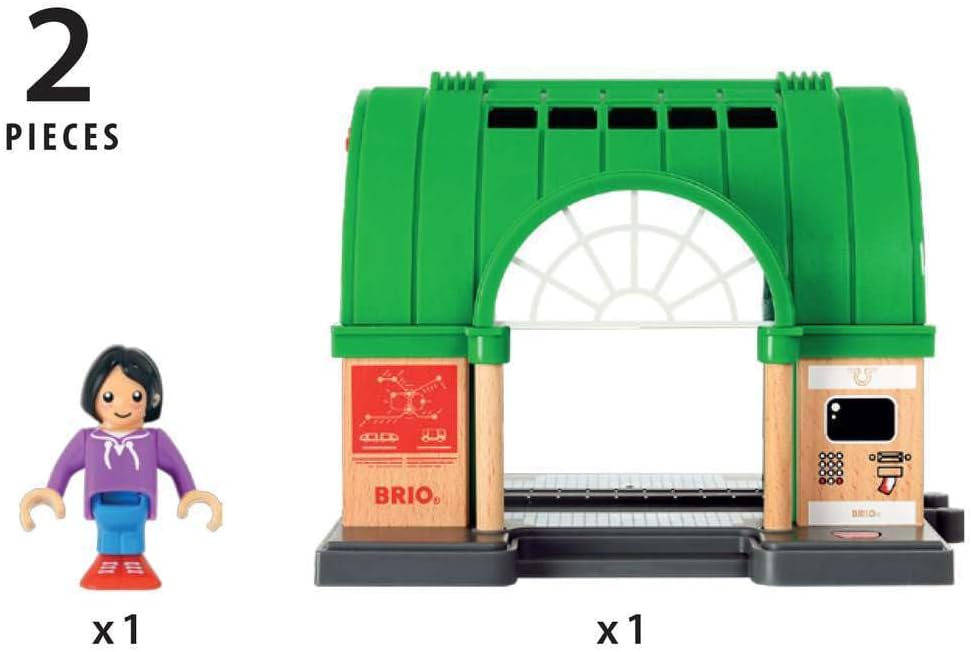 BRIO World Central Train Station for Kids, Wooden Railway Station with Ticket Machine Sounds and Figure, Ages 3 Years and Up