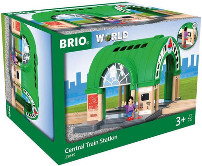 BRIO World Central Train Station for Kids, Wooden Railway Station with Ticket Machine Sounds and Figure, Ages 3 Years and Up