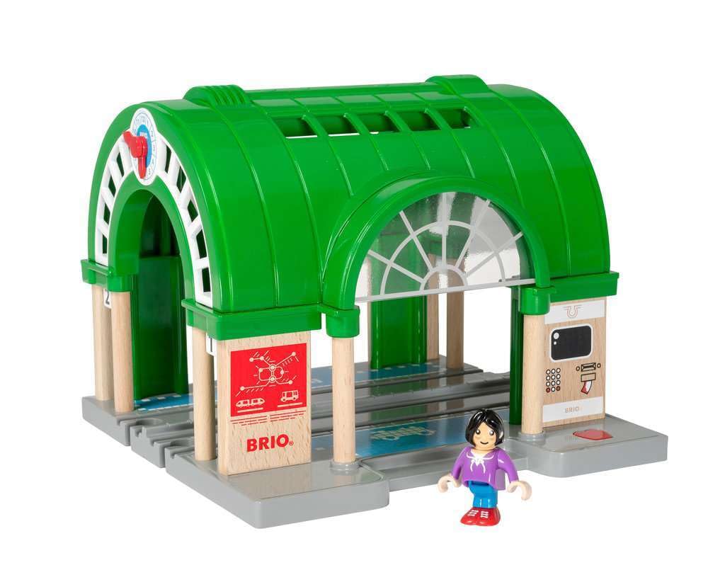 BRIO World Central Train Station for Kids, Wooden Railway Station with Ticket Machine Sounds and Figure, Ages 3 Years and Up