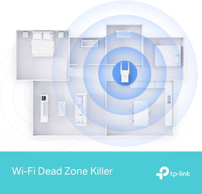 TP-Link AX3000 Dual Band Mesh Wi-Fi 6 Range Extender, Broadband/Wi-Fi Extender, Wi-Fi Booster/Hotspot with 1 Gigabit Port, 160 MHz Channels, Built-In Access Point Mode, Easy Setup, UK Plug (RE705X