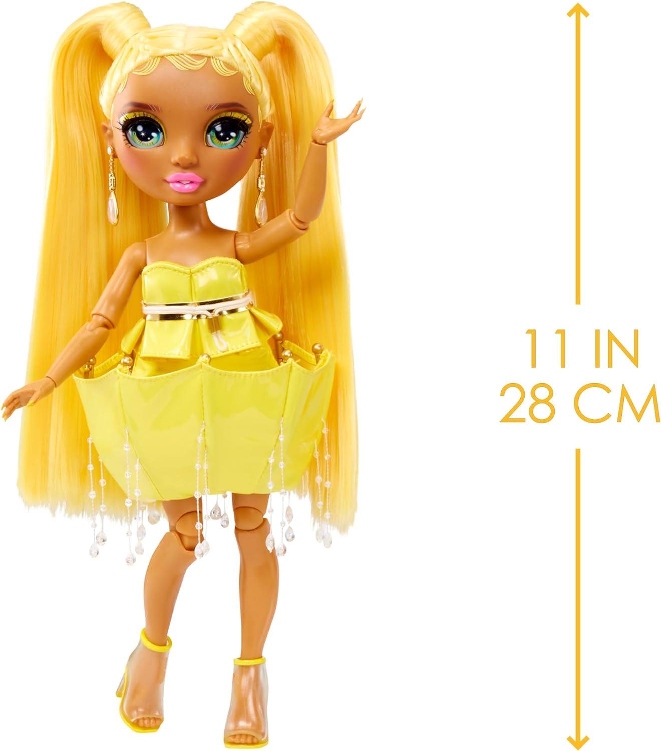 RAINBOW HIGH Muñeca Fantastic Fashion - Sunny Madison - Muñeca de Moda Amarilla de 28cm y Set de Juegos con 2 Conjuntos y Accesorios de Moda - para niños y niñas de 4 a 12 años