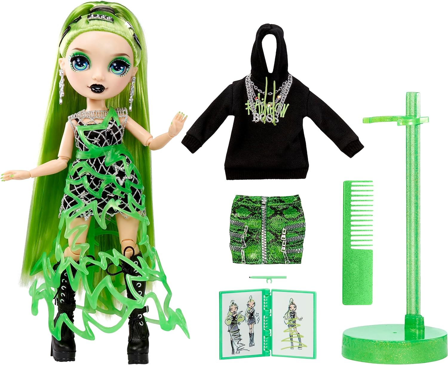 Rainbow High Fantastic Fashion Doll - JADE HUNTER - Green 11” Fashion Doll and Playset with 2 Outfits & Fashion Play Accessories - Great for Kids 4-12 Years Old