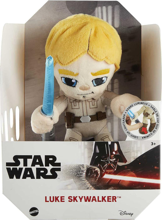 Star Wars Plush 8-Inch Luke Skywalker with Light Up Lightsaber, Soft Toy Collectable Gift for Fans Age 3 Years Old & Up