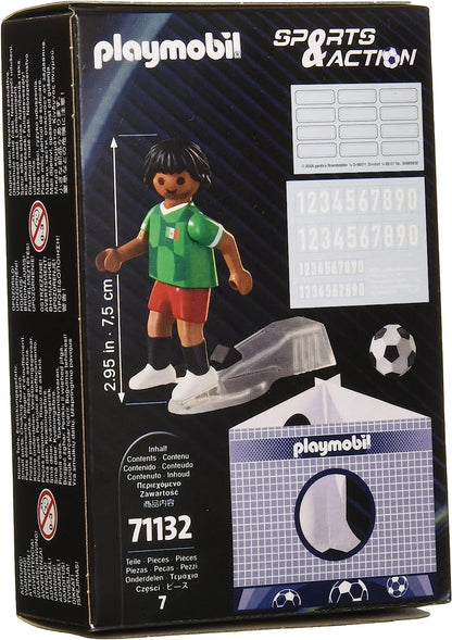 PLAYMOBIL Sports & Action 71132 Fußballspieler Mexiko, mit Kickfunktion und Torwand, ab 5 Jahren Mexikanisch