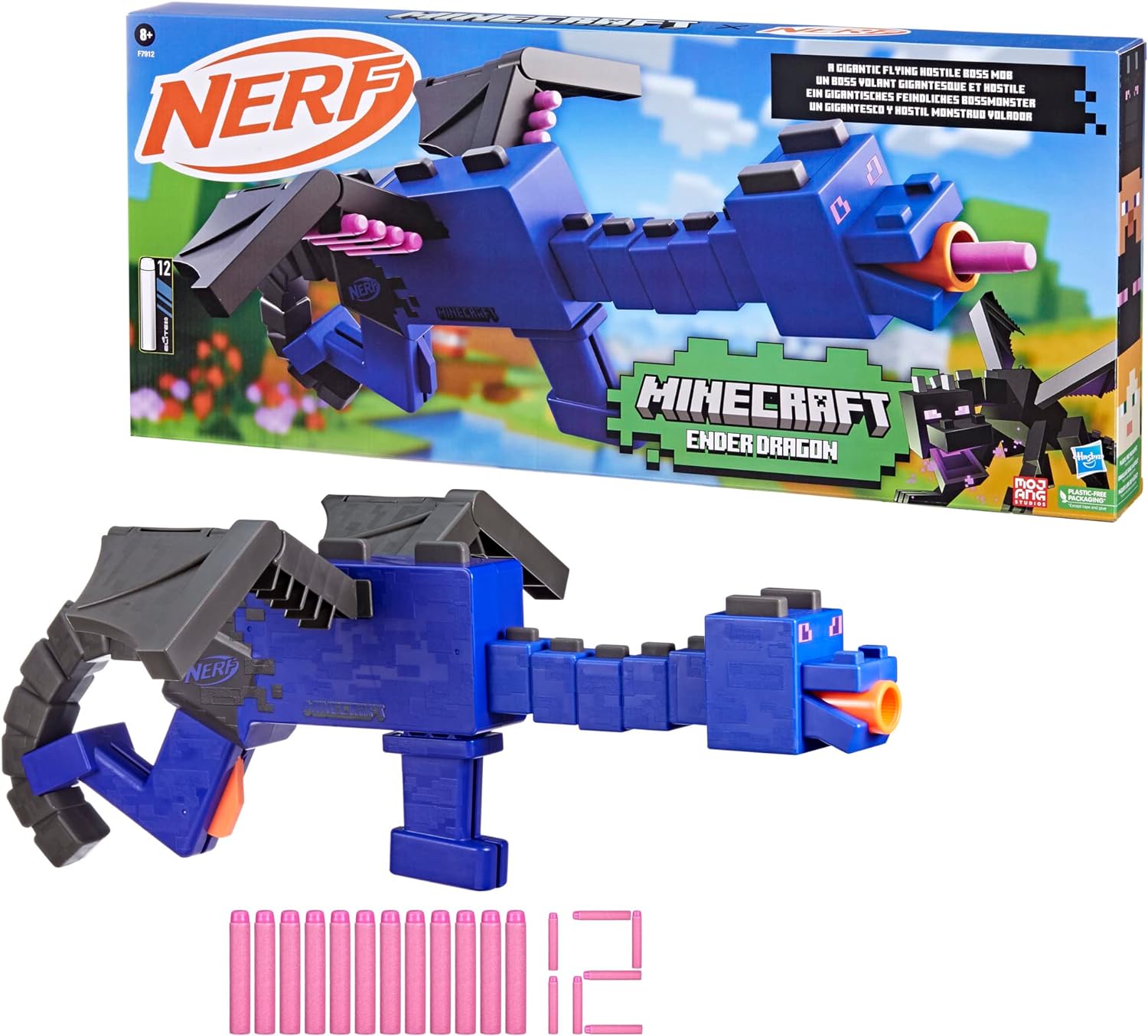 Nerf Minecraft Ender Dragon Blaster and 12 Nerf Elite Foam Darts